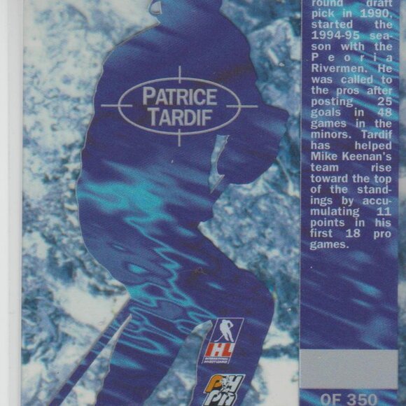 RARE Patrice Tardif 1995 Classic Images Clear Excitement Acetate Card #CE14 - Picture 2 of 2